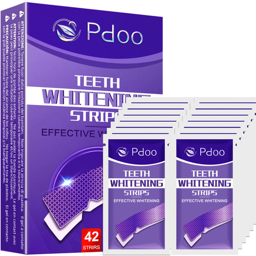Purple Teeth Whitening Strips 42 Count - 21 Days Treatment Whitener Strips