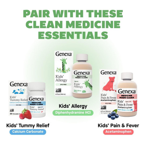 Genexa Kids Allergy Care | Drug Free, Non-Drowsy Children's Allergy & Decongestant Remedy | Vegan & Non-GMO | Homeopathic Relief Made Clean | Organic Acai Berry Flavor | 180 Chewable Tablets Ages 3-11