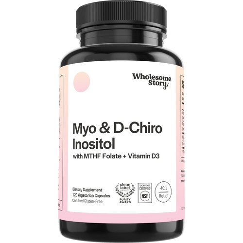 Myo-Inositol & D-Chiro Inositol Capsules with MTHF, Folate, Vitamin D| Support for Ovarian Function, Hormone Balance, & Homocysteine Levels | Fertility Supplements for Women | 40:1 Ratio