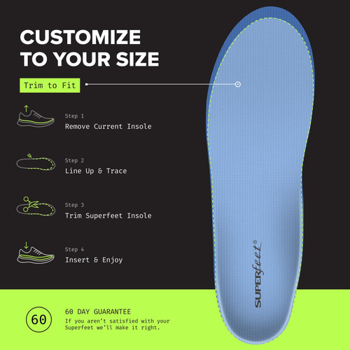 Superfeet All-Purpose Support Medium Arch Insoles (Blue) for Active Lifestyle with Medium Arch Support - Junior/Little Kid 13.5-2