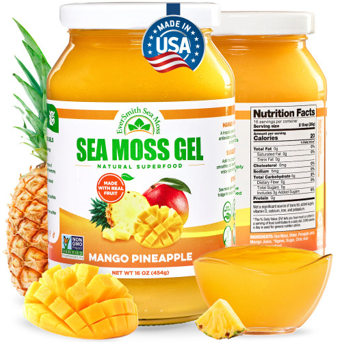 EverSmith Organics Wildcrafted Irish Sea Moss Gel, Mango Pineapple, 1 Jar