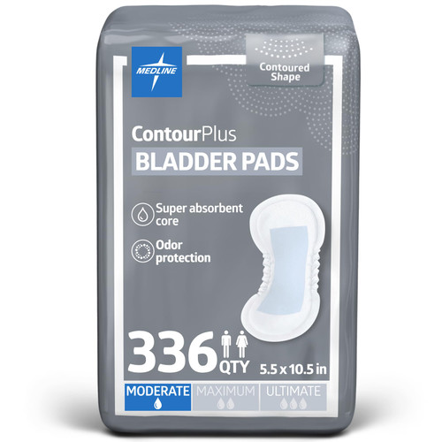 ContourPlus Bladder Control Incontinence Pads, 5.5" x 10.5", 336 Count