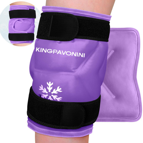 KingPavonini XXL Knee Ice Pack Wrap Around Entire Knee, 2 Packs, Purple