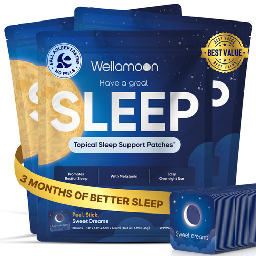 Wellamoon Original Sleep Patches for Adults Extra Strength | Sleep Patch with Melatonin & Valerian | Skin-Friendly & Cruelty-Free | Long-Lasting Night Comfort for Men & Women | Pack of 3 x 28 Patches