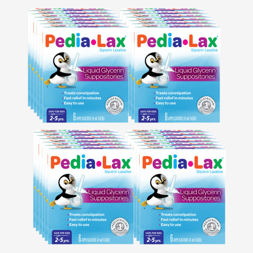 Pedia-Lax Kids Laxative Liquid Glycerin Suppositories, 6ct, 24 Pk