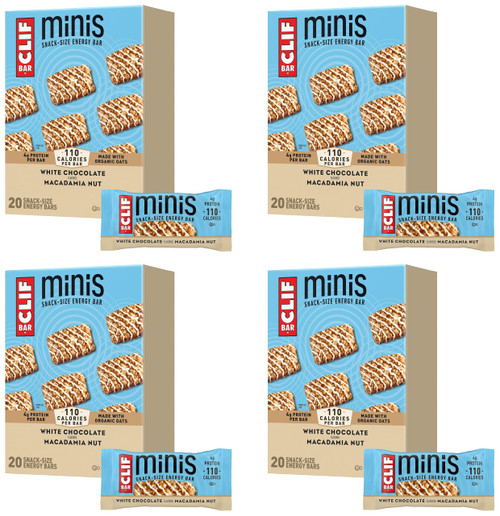 CLIF BAR Minis - White Chocolate Macadamia Nut Flavor - Made with Organic Oats - 4g Protein - Non-GMO - Plant Based - Snack-Size Energy Bars - 0.99 oz. 20 Count (Pack of 4)