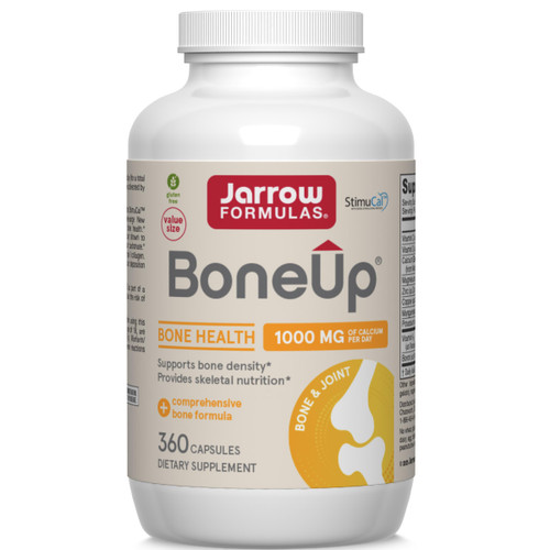 Jarrow Formulas BoneUp for Bone Density - Vitamin D3 and K2, Calcium Support, 360 Capsules, Promotes Skeletal Nutrition, Up to 60 Days Supply