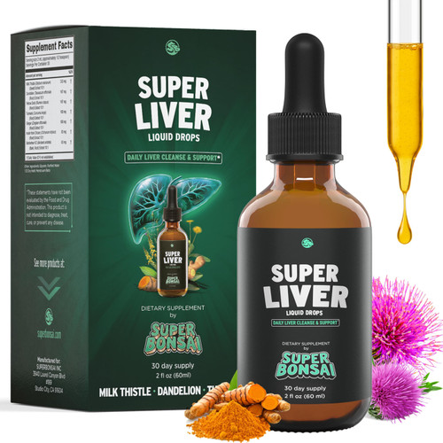 SuperBonsai Milk Thistle Herbal Liquid Supplement - Doctor-Formulated Botanical Blend with Milk Thistle and Dandelion Root - Vegan Non-GMO Drops - 1 Month Supply