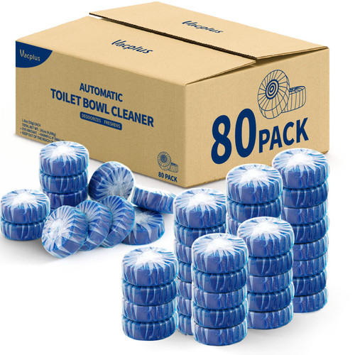 Vacplus Toilet Bowl Cleaner Tablets, 80 Pack, Auto Cleaning, Long-Lasting