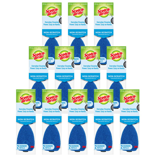 Scotch-Brite Zero Scratch Dishwand Refills, Fits All Scotch-Brite Dishwands, Glass, Pots, Pans, Tubs, Showers, 24 Refill Pads