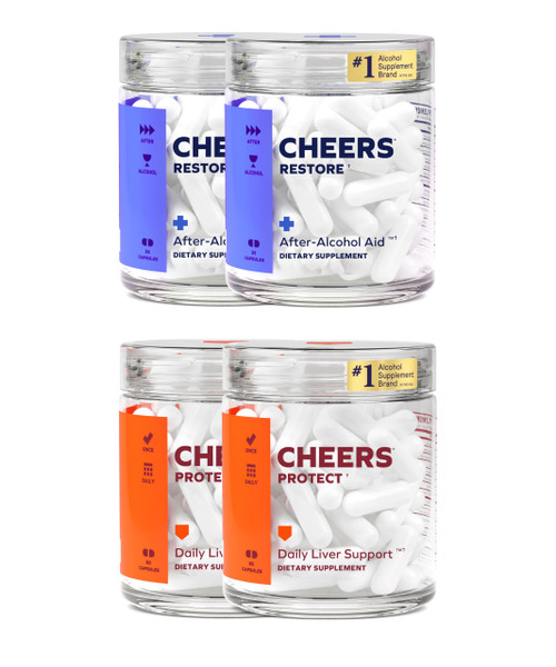 Cheers Liver Combo | Restore (24 Doses) + Protect (60 Doses) | Supplements