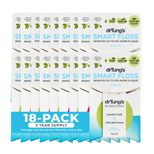 DrTung's Smart Floss - Natural Dental Floss, Cardamom Flavor - Pack of 18