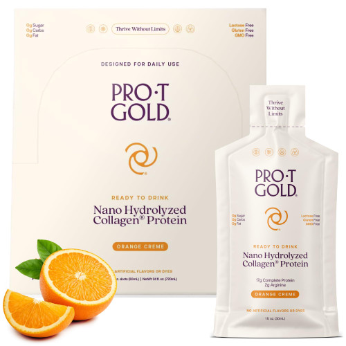 ProT Gold Liquid Collagen Protein Shot, Orange Creme, 17g Protein, 24 pk