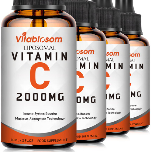Vitablosom Liposomal Vitamin C 2000mg Liquid for Adults, High Absorption VIT C, Maximize Vitamin C, Immune System & Antioxidant Support, 60ML (4 Bottle)