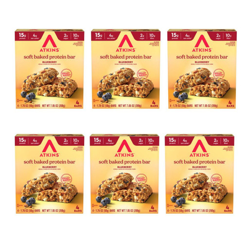 Atkins Soft Baked Protein Bars, Blueberry Flavored, 24 Count
