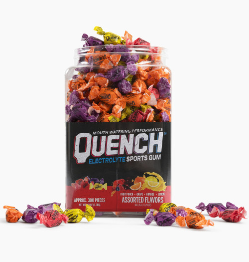 Mueller Quench Gum Variety Tub, Electrolytes Chewing Gum for Athletes and Sports Trainers, New Assorted Fruity Flavors, 300 Pieces