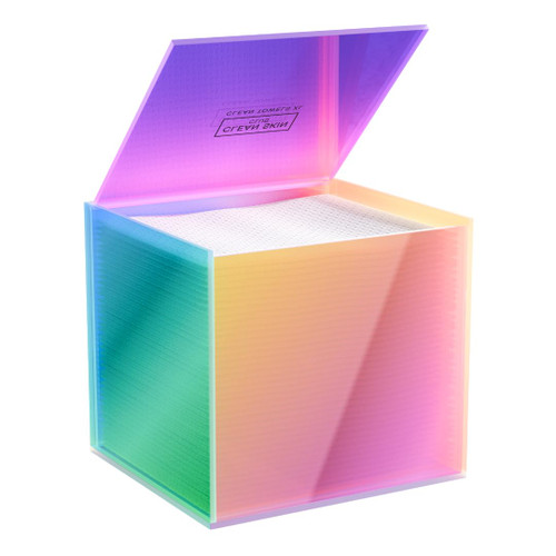 CLEAN SKIN CLUB Prism Box for Clean Towels XL – Acrylic Bathroom Storage Organizer, Holds 50 Disposable Face Towels, Dust-Proof Countertop Container with Lid for Skincare & Vanity Organization