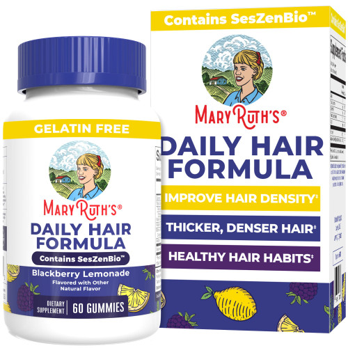 MaryRuth's Daily Hair Formula Gummies | with 500 mg SesZenBio + 2,500 mcg Biotin | Thicker, Denser Hair for Women | Vitamins A & C | Hair, Skin, & Nail Health | Collagen Production | 60 ct