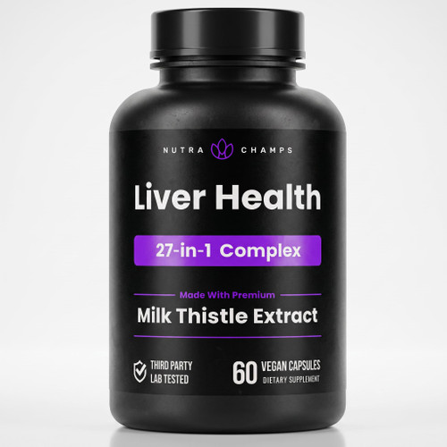 NutraChamps Liver Support Supplement with Milk Thistle Extract (80% Silymarin), Dandelion, Artichoke, Choline, Turmeric & Beet Root – 27-in-1 Liver Health Formula, 120 Vegan Capsules