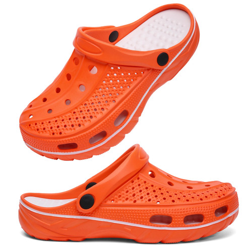 INMINPIN Women and Men Orthopedic Clogs Arch Support Garden Shoes Sandals Slippers with Plantar Fasciitis Feet Insoles,Trendy Orange,6-7 Women/4.5-5.5 Men