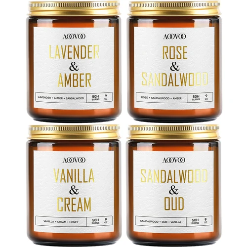 AOOVOO Vanilla/Lavender/Sandalwood/Rose Candles - 36 oz Scented Candles, Aromatherapy Candle, Soy Candle for Home Scented