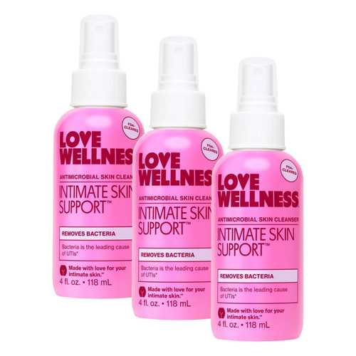 Love Wellness Intimate Skin Support I FDA-Cleared Cleanser Spray I Removes Buildup & Soothes Irritated Skin, Hypochlorous Acid Formula, pH Balanced & Fragrance Free, 4 fl oz (Pack of 3)