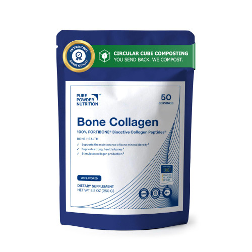 Pure Powder Nutrition Bone Collagen with FORTIBONE Bioactive Collagen Peptides for Bone Health | 50 Serves (No Flavor) | Powder