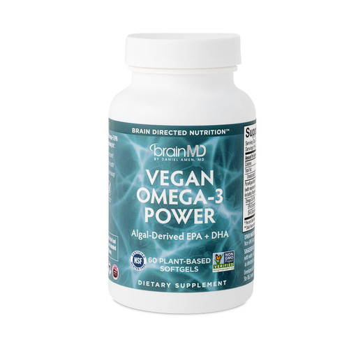BrainMD Vegan Omega-3 Power Plant-Based Softgels 60 Count 1100 mg