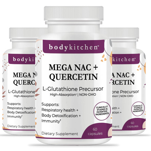 Body Kitchen Mega NAC 600mg N-Acetyl Cysteine with Quercetin, 3 Pack
