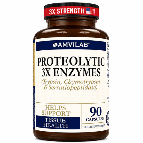 Proteolytic Enzymes 3X with Serrapeptase,Trypsin & Chymotrypsin,90 Capsules