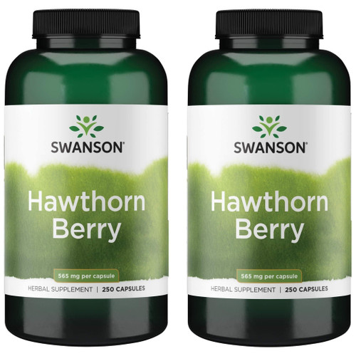 Swanson Hawthorn Berry Supplement, 565 mg, 250 Capsules, 2 Pack