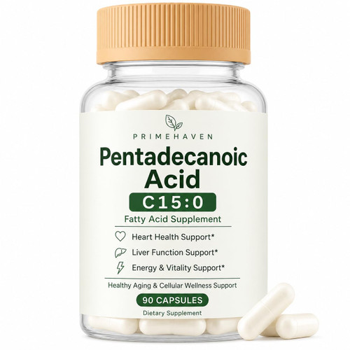 Pentadecanoic Acid Capsules, C15:0 Fatty Acid Supplement, Plant-Based Formula for Healthy Aging & Cellular Wellness Support, Daily Fatty Acid Supplement, 90 Vegan Capsules