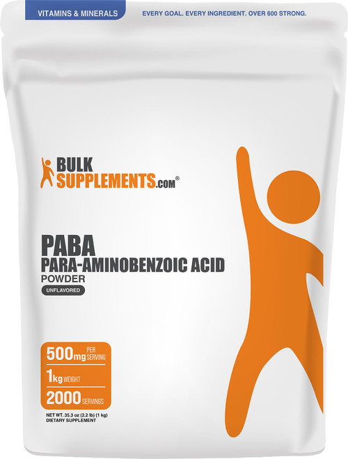 BulkSupplements.com PABA Powder - para Aminobenzoic Acid, PABA Supplement for Wellness - Vegan & Gluten Free, 500mg per Serving, 1kg (2.2 lbs) (Pack of 1)