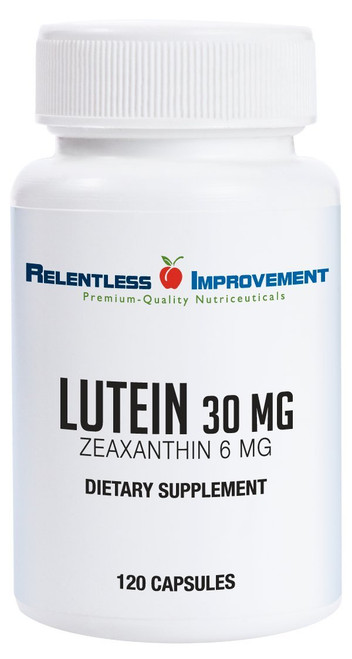 Relentless Improvement High Potency 30mg Lutein Plus 6mg Zeaxanthin 120 Vege-Capsules Natural Marigold Extract for Eye Health No Fillers 100% Active Material
