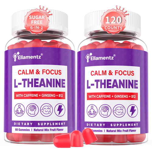 Vegan L-Theanine Gummies 200mg & Caffeine100mg Calm Energy Supplement