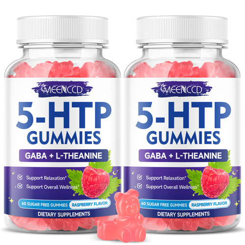 MEENCCD 2 Pack 5-HTP Gummies 300mg, 5-HTP Supplement with L-Theanine & GABA