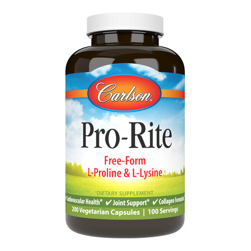Carlson Pro-Rite, Free-Form L-Proline & L-Lysine, 200 Capsules