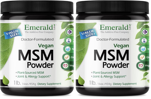 EMERALD LABS MSM Powder - Plant-Sourced Methylsulfonylmethane Supplement for Liver Detox, Joint Health, Skin Health & More - Vegan, Gluten-Free - 16 oz (Pack of 2)