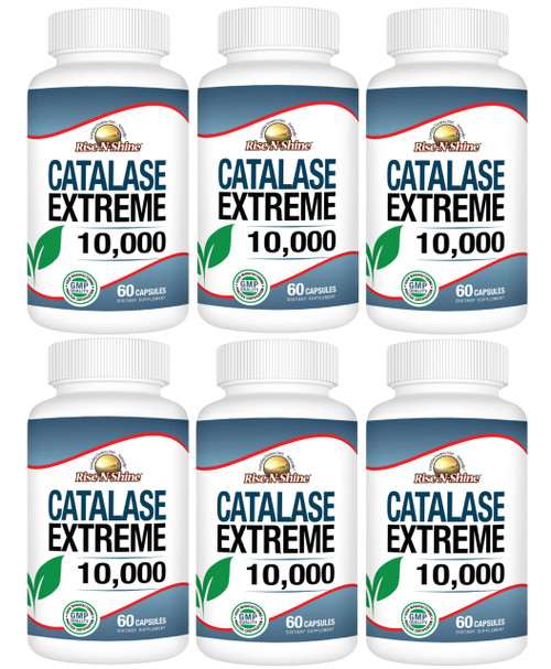 Rise-N-Shine Catalase Extreme Supplement 10,000 with Saw Palmetto, Biotin, Fo-Ti, PABA - Hair Supplements for Strong Hair - 360 Capsules - Pack of 6 (180-day Supply)