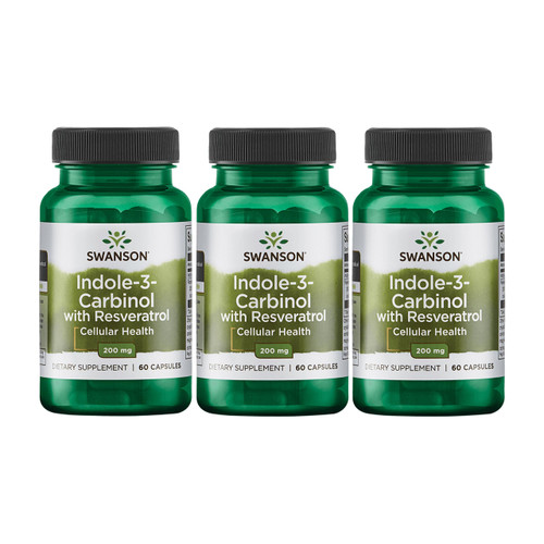 Swanson Indole-3-Carbinol with Resveratrol, 200 mg, 60 Capsules, 3 Pack