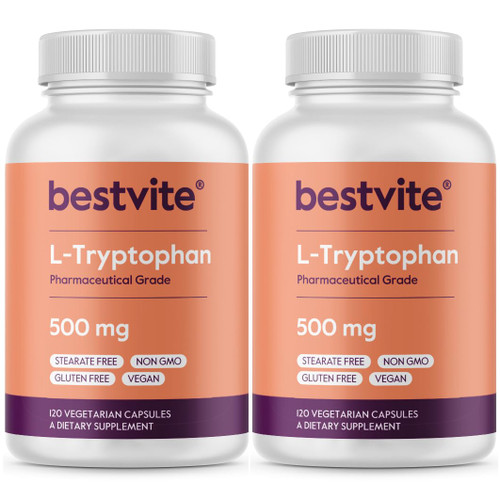 BESTVITE L-Tryptophan 500mg per Capsule (240 Vegetarian Capsules) (120 x 2)