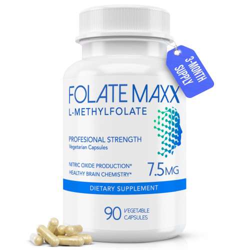 FOLATE MAXX L Methylfolate 7.5mg, 90 Capsules – Doctor Formulated Methyl Folate Supplement for Women & Men – High Potency 5-MTHF for Energy, Mood & Focus – Non-GMO, Gluten-Free (3-Month Supply)
