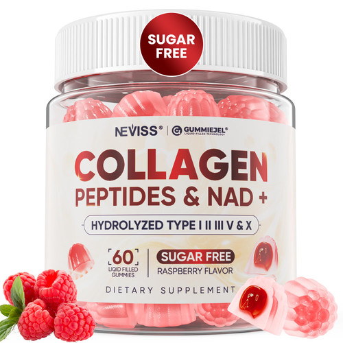 Multi Collagen Peptides Gummies w/ NAD+, Resveratrol for Women & Men 60ct