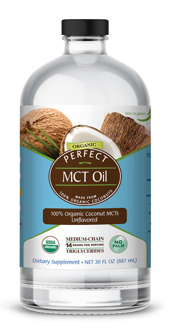Perfect Supplements – Perfect MCT Oil – 30oz – Organic Coconut MCTs Unflavored Oil – Boosts Sustainable Energy for Body & Brain