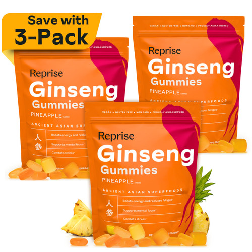 Ginseng Gummies for Adults | Korean Ginseng Supplement for Men and for Women | 240 mg Red Ginseng Gummy | Energy Gummies for Memory, and Immunity | Reduced Sugar Ginseng Chews, 45 Gummies (Pack of 3)