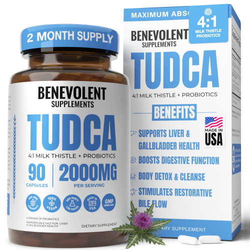 Benevolent 2000mg Advanced TUDCA Bile Salts Supplement – 90 Vegan Capsules