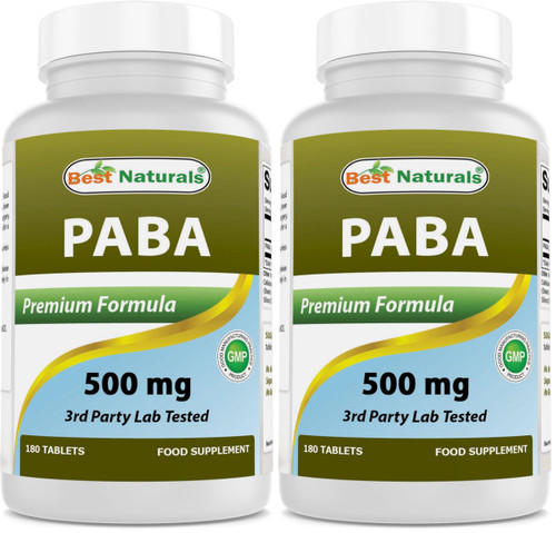 Best Naturals PABA 500 mg 180 Tablets (Pack of 2)