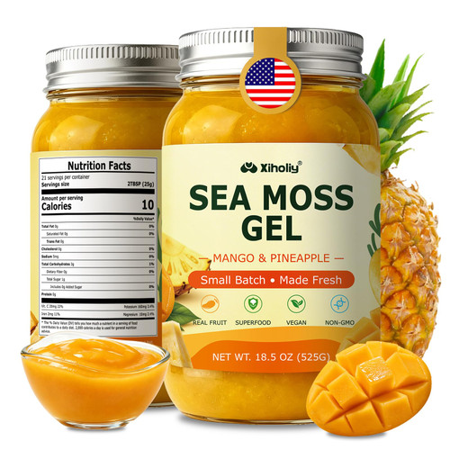 Sea Moss Gel Mango Pineapple - 18.5 oz Irish Seamoss Gel Vegan Superfood