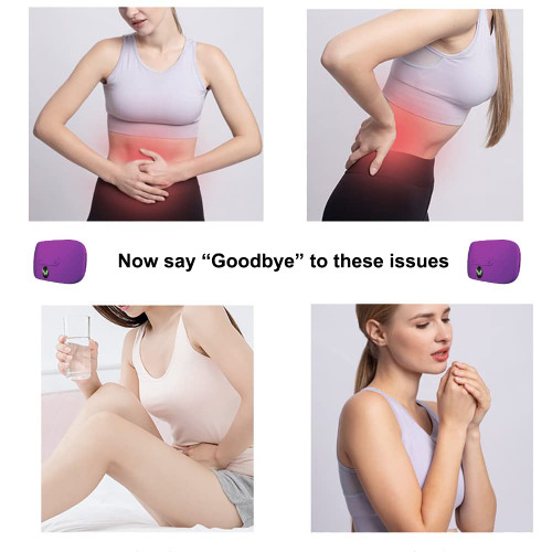 Portable Cordless Heating Pad, Electric Waist Belt Device,Fast Heating Pad with 3 Heat Levels and 3 Vibration Massage Modes, Back or Belly Heating Pad for Women and Girl(Purple)