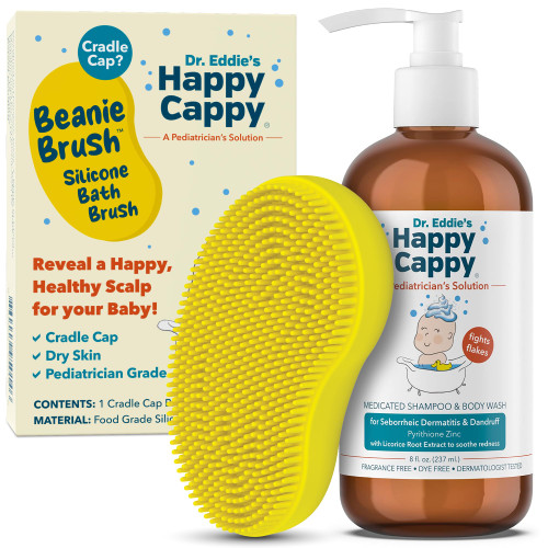 Happy Cappy Medicated Shampoo and Body Wash with Beanie Brush - 2 Pieces